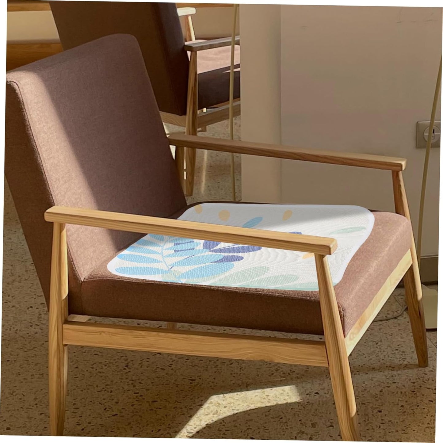 Non-Slip Botanical Seat Cushion – 15"x15" Square Chair Pad for Home & Office