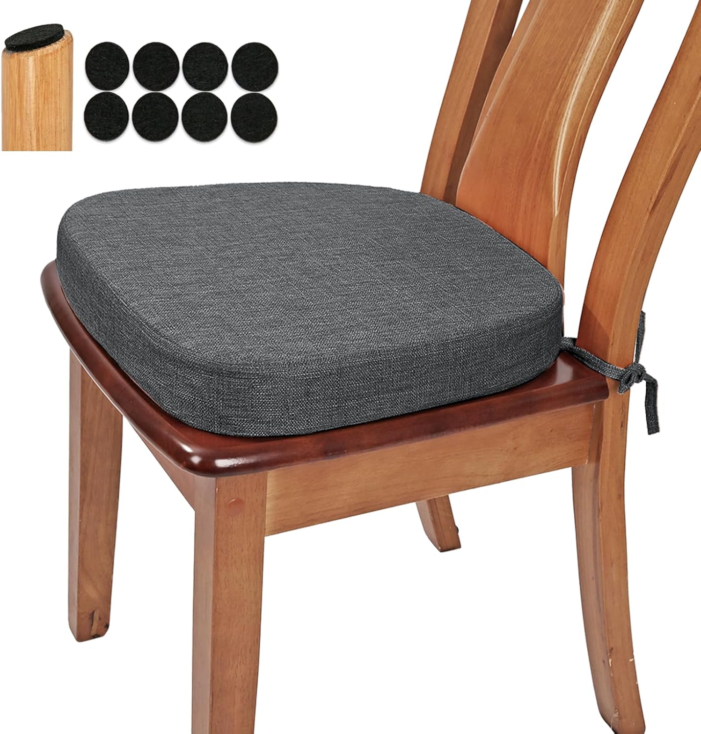 Thick Padded Chair Cushion – 16"x16"x2.5" Seat Pad with Ties for Indoor & Outdoor Chairs