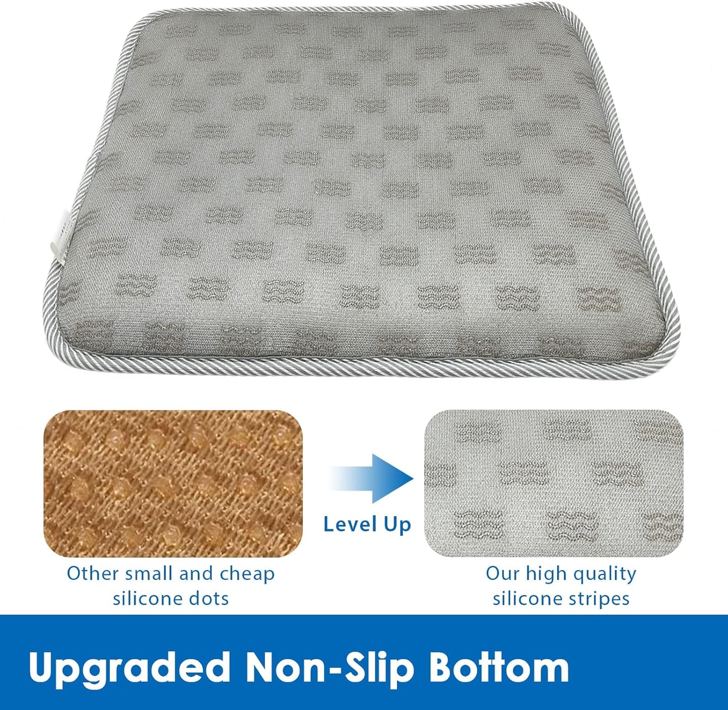 3D Breathable Mesh Seat Cushion – Washable and Comfortable Pad for Office, Dining, Outdoor, and Wheelchair (Gray Stripes)