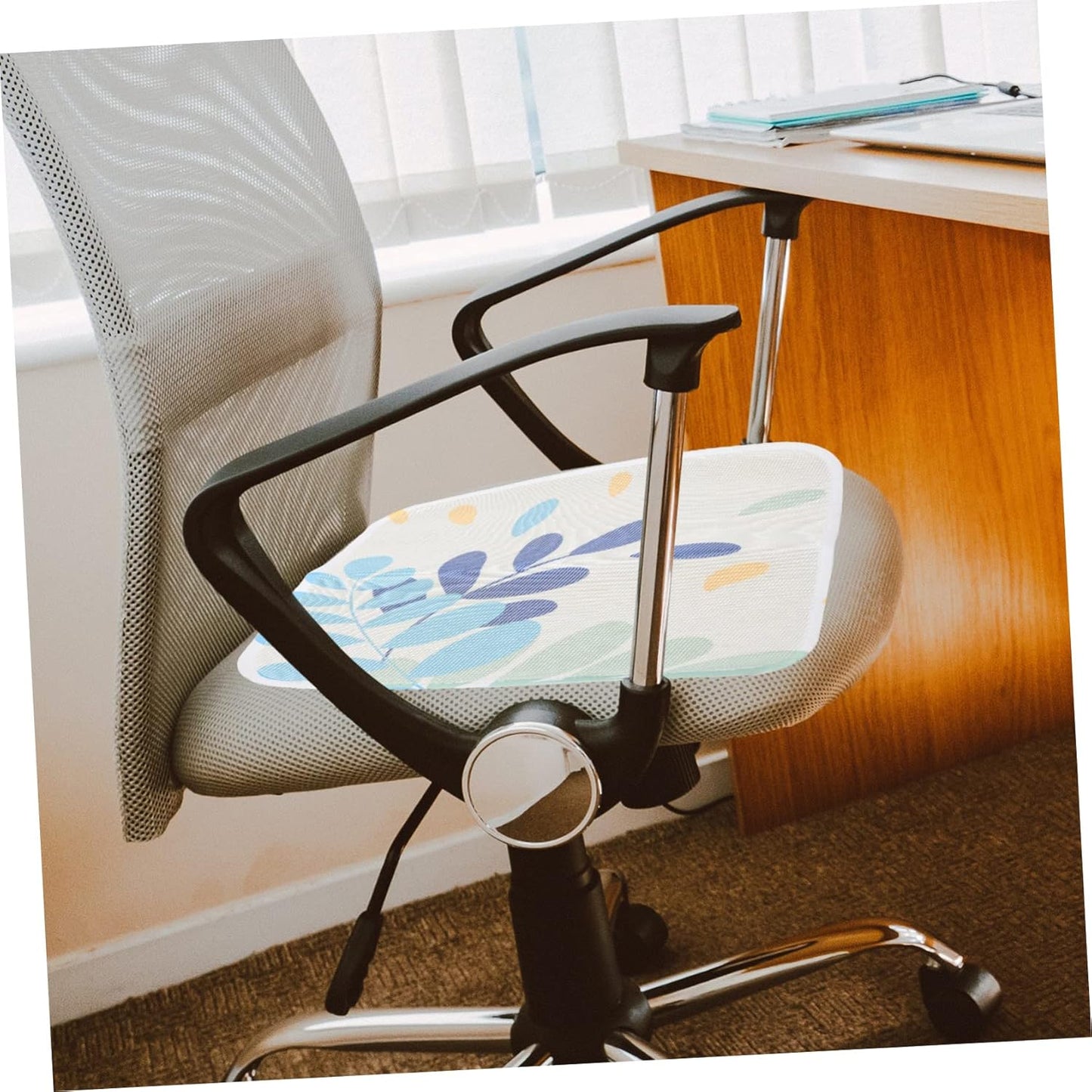 Non-Slip Botanical Seat Cushion – 15"x15" Square Chair Pad for Home & Office