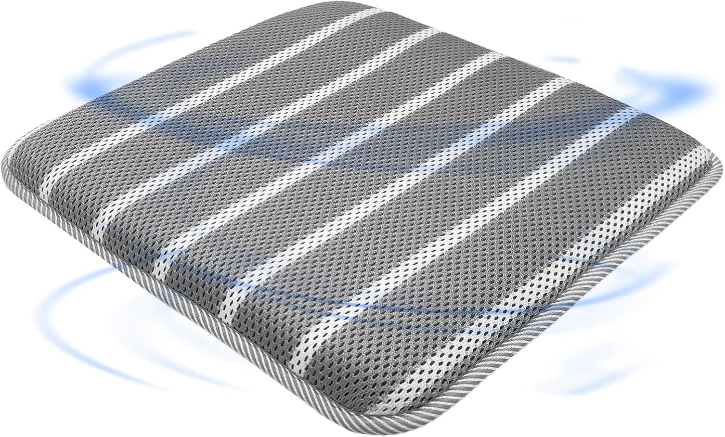 3D Breathable Mesh Seat Cushion – Washable and Comfortable Pad for Office, Dining, Outdoor, and Wheelchair (Gray Stripes)