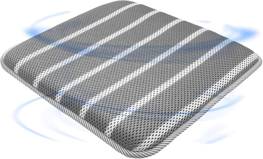 3D Breathable Mesh Seat Cushion – Washable and Comfortable Pad for Office, Dining, Outdoor, and Wheelchair (Gray Stripes)