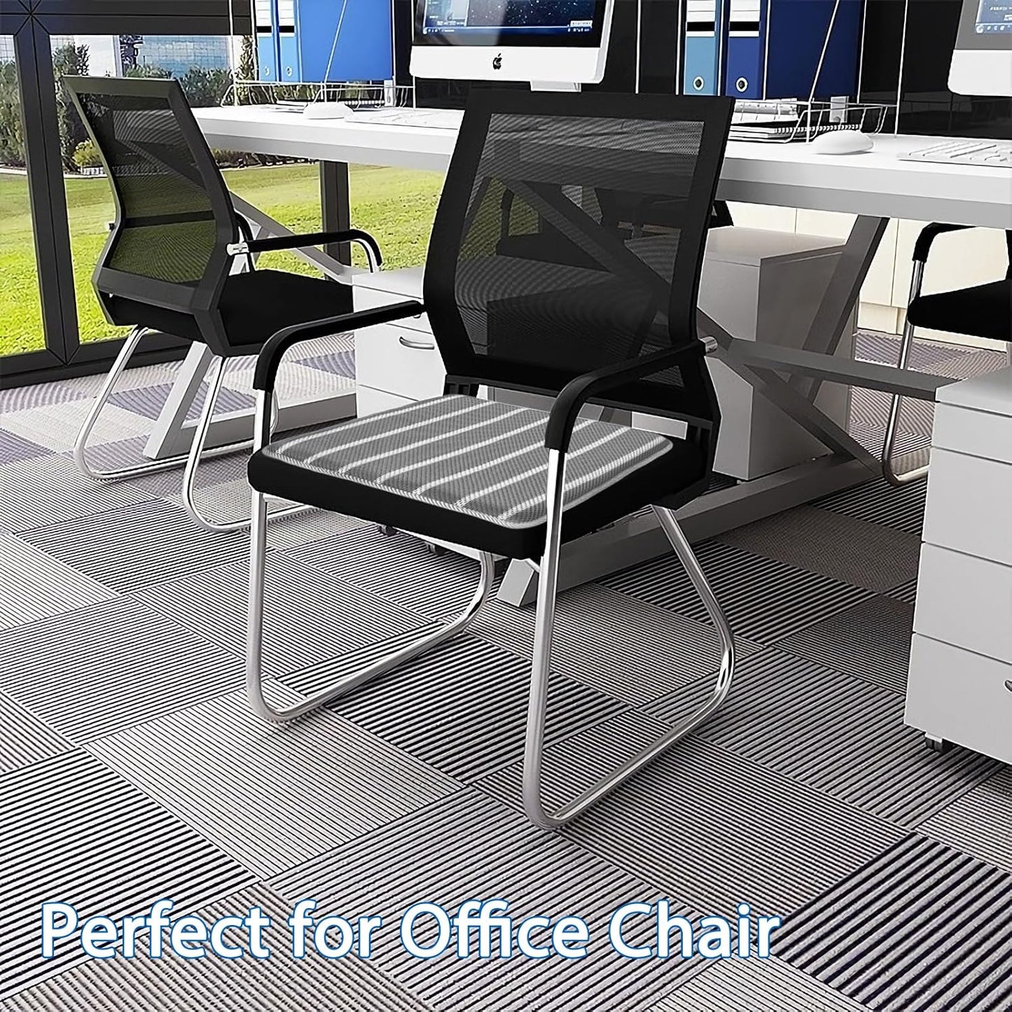 3D Breathable Mesh Seat Cushion – Washable and Comfortable Pad for Office, Dining, Outdoor, and Wheelchair (Gray Stripes)
