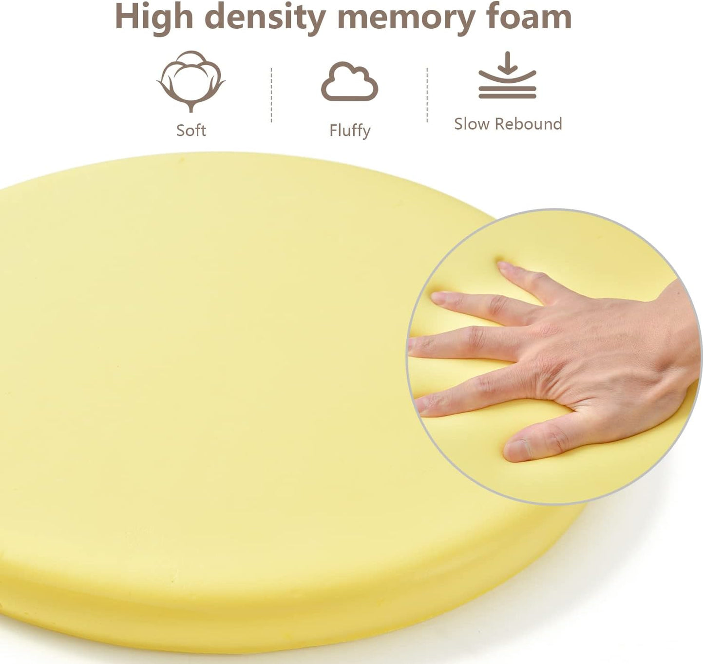 Round Memory Foam Seat Cushion – High-Density Foam Pad for Wooden Chairs, Stools, Dining or Office Seating (Brown)