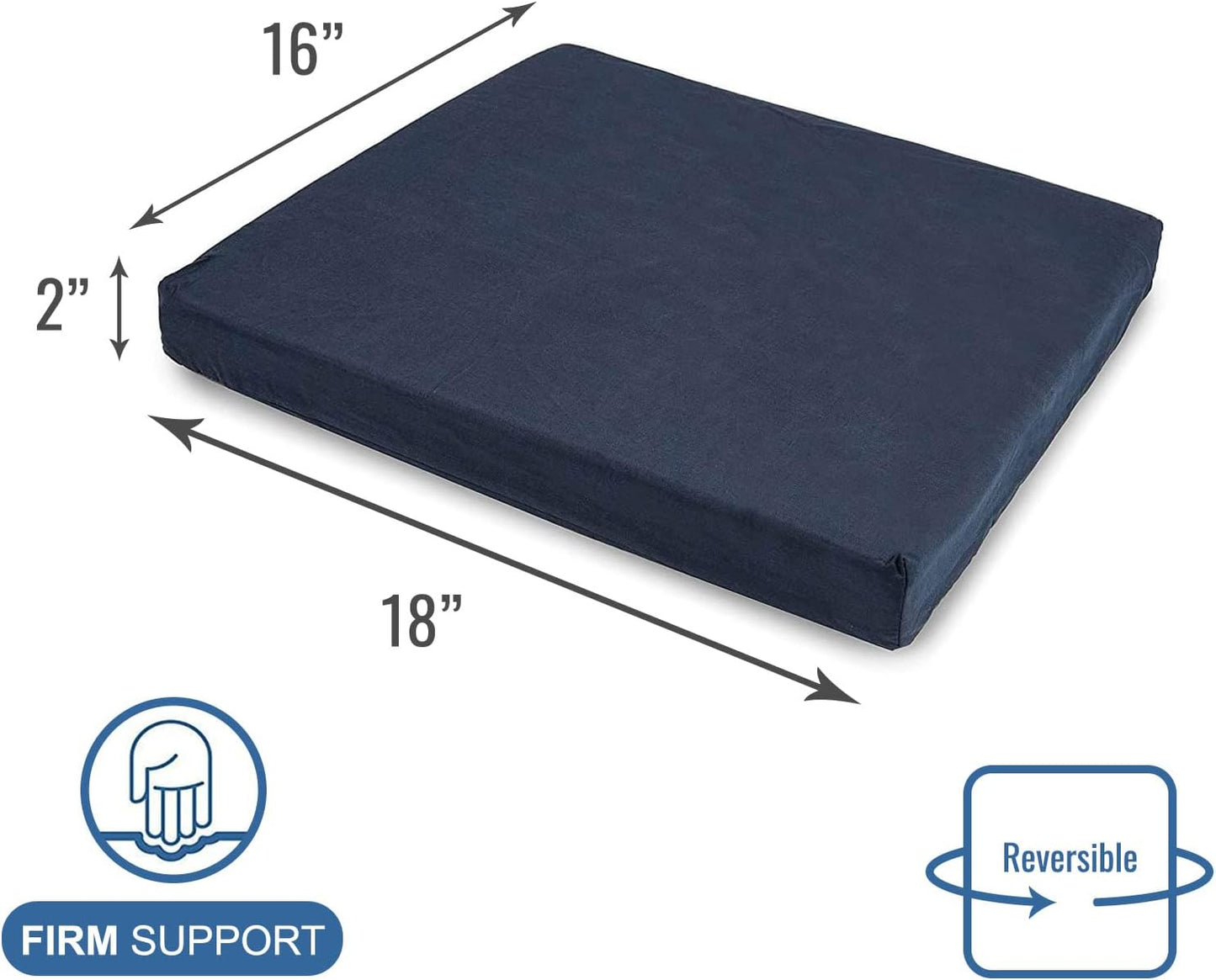 Ergonomic Reversible Seat Cushion (18"x16"x2") – High-Density Foam for Long Sitting Comfort & Support