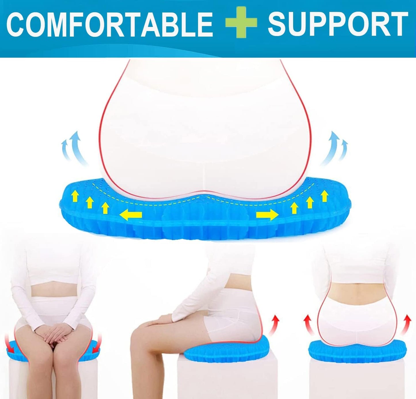 Honeycomb Gel Seat Cushion – 16" Round Pressure Relief Pad with Breathable & Washable Cover
