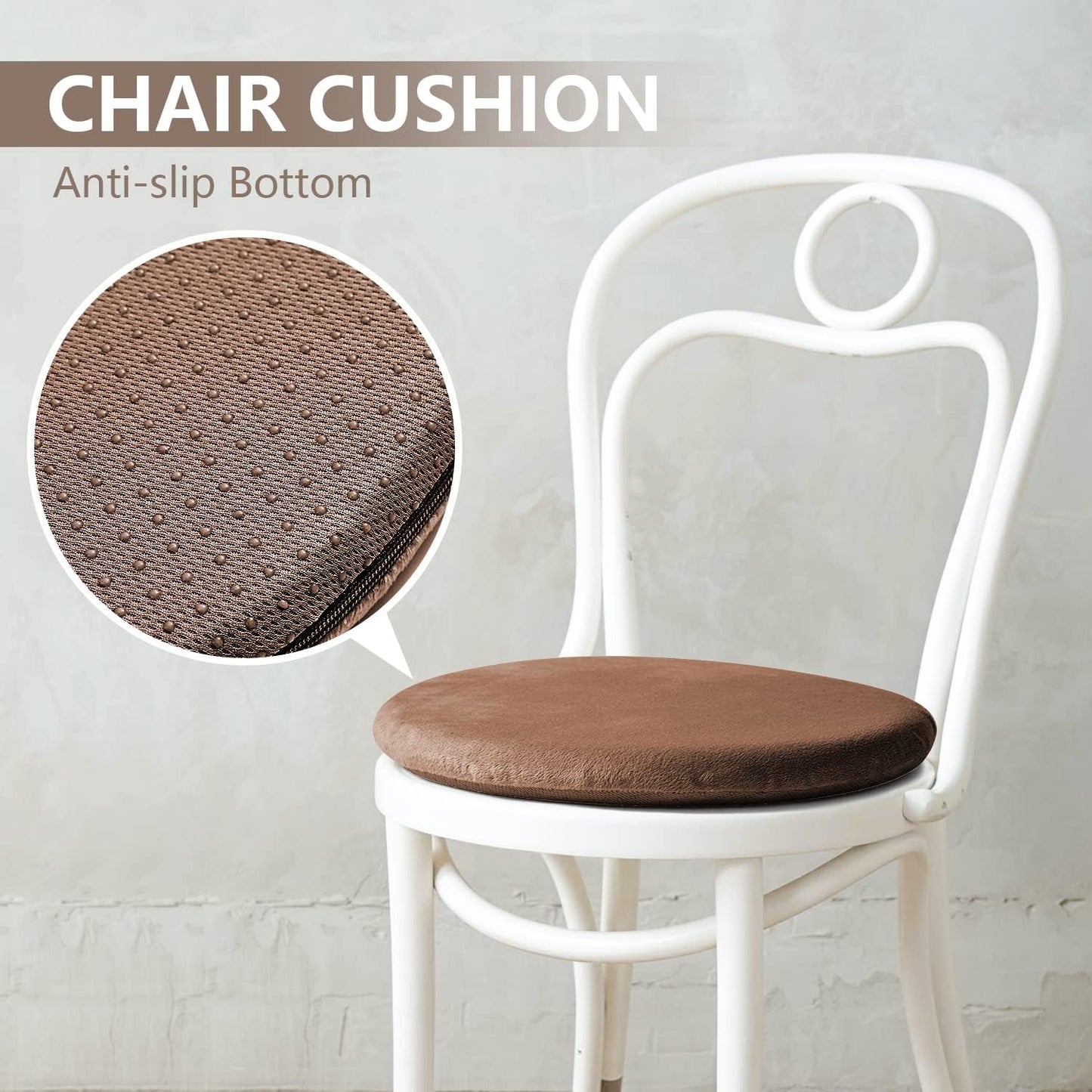 Round Memory Foam Seat Cushion – High-Density Foam Pad for Wooden Chairs, Stools, Dining or Office Seating (Brown)