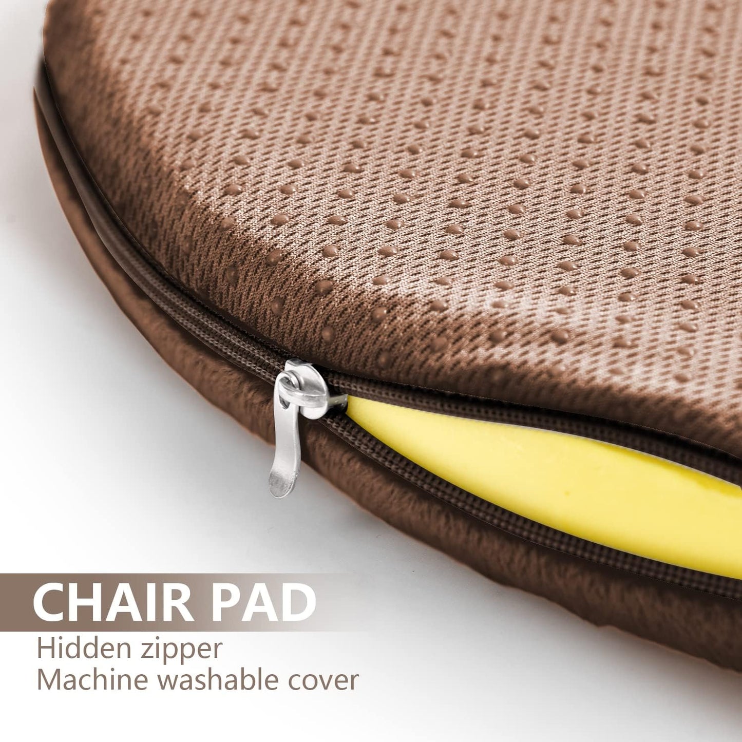 Round Memory Foam Seat Cushion – High-Density Foam Pad for Wooden Chairs, Stools, Dining or Office Seating (Brown)
