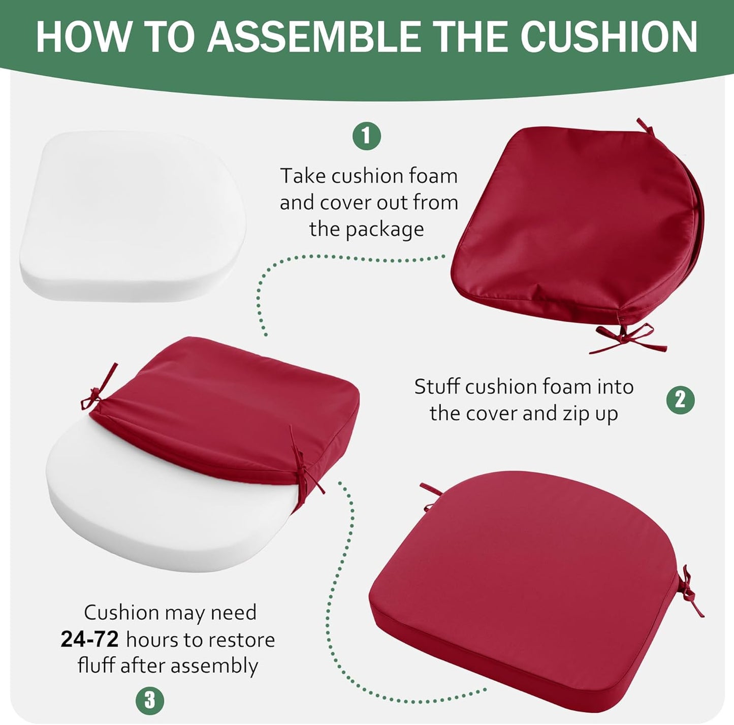 Multi-Color Tie-On Chair Cushions – Memory Foam Seat Pad with Multiple Size Options