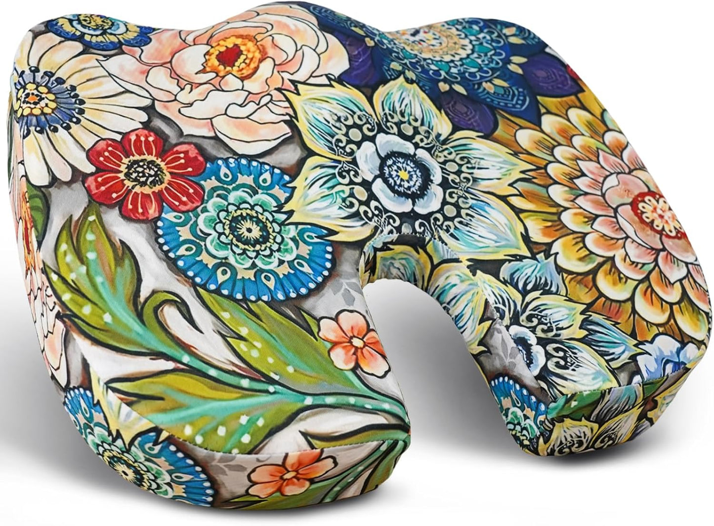 Floral Memory Foam U-Shaped Seat Cushion – Ergonomic Tailbone Relief Pad for Office, Car, Wheelchair (Removable Cover)