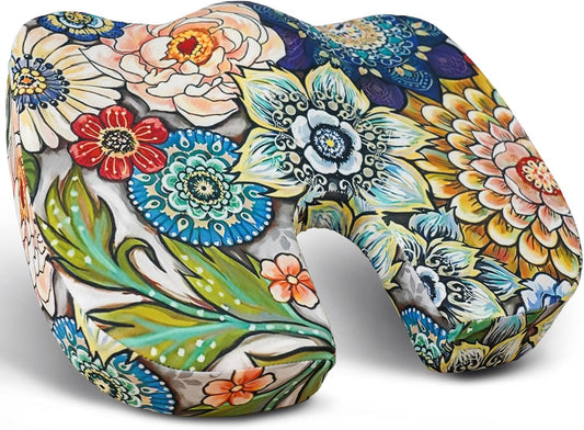Floral Memory Foam U-Shaped Seat Cushion – Ergonomic Tailbone Relief Pad for Office, Car, Wheelchair (Removable Cover)