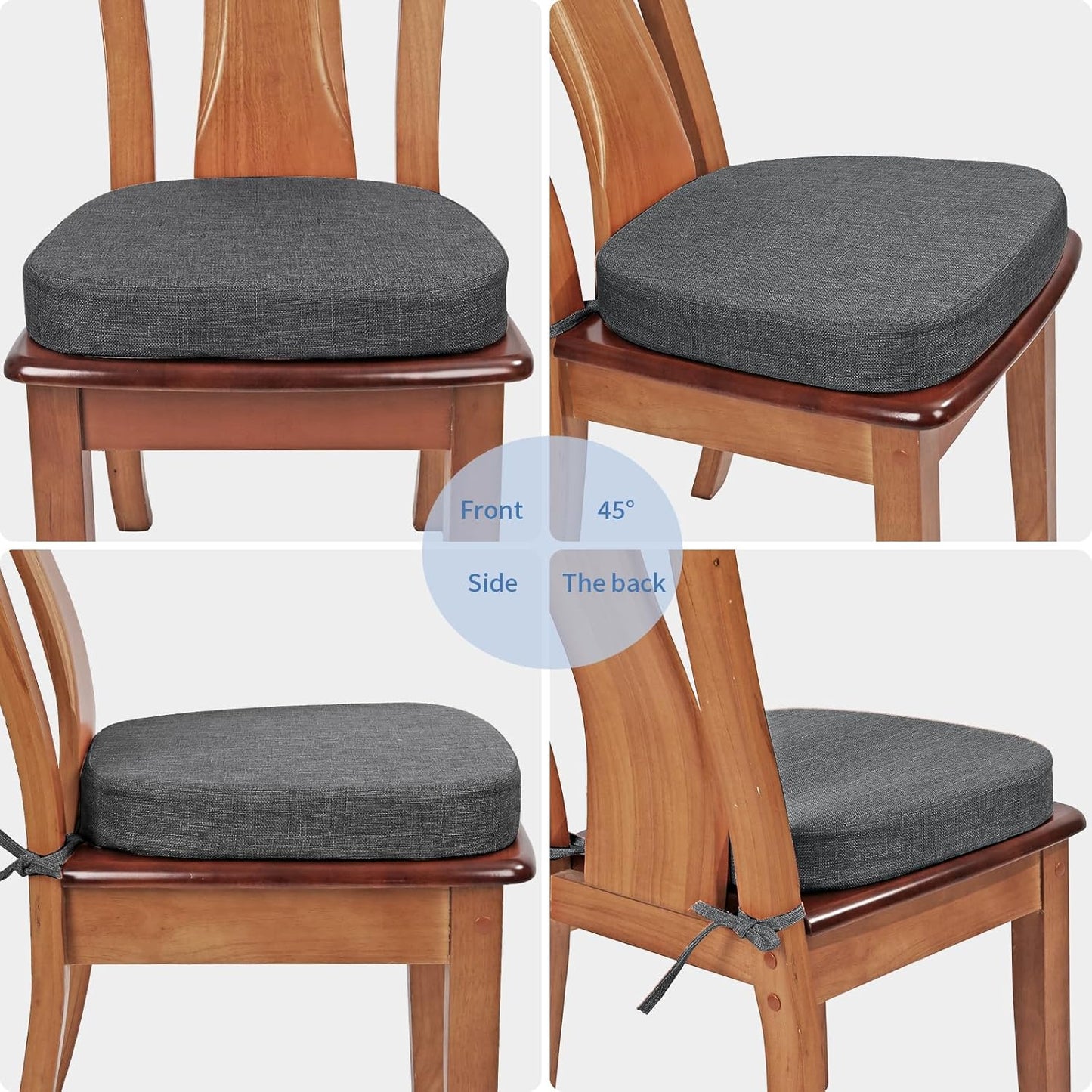Thick Padded Chair Cushion – 16"x16"x2.5" Seat Pad with Ties for Indoor & Outdoor Chairs
