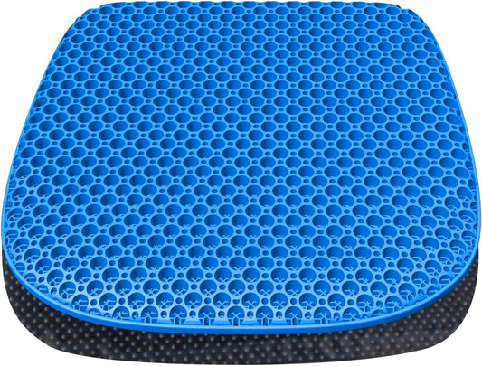 Honeycomb Gel Seat Cushion – Double Thick with Non-Slip Base & Breathable Cover, Pressure Relief for Office or Home