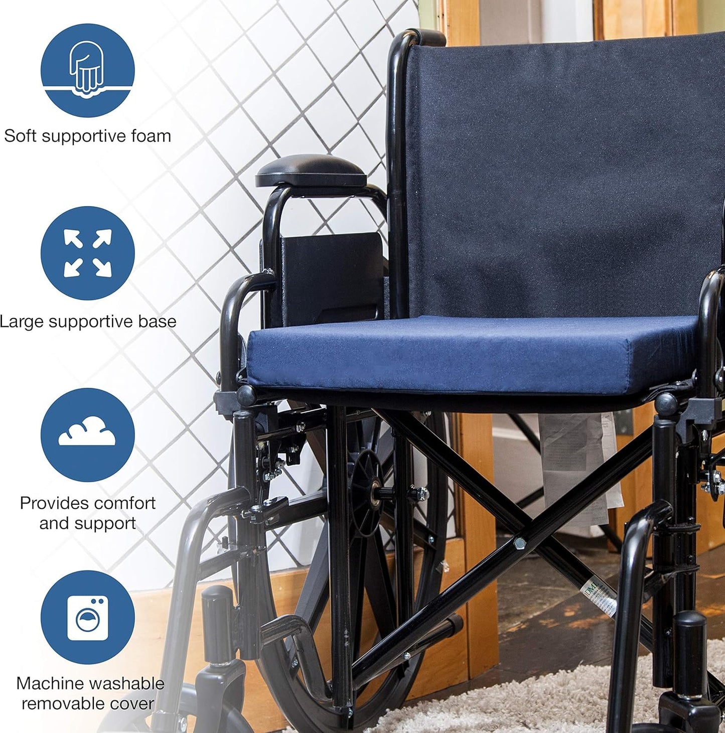 Ergonomic Reversible Seat Cushion (18"x16"x2") – High-Density Foam for Long Sitting Comfort & Support